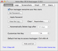 Captura de pantalla #5 de Aobo Mac OS X Registrador de teclas Standard Edition